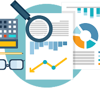 Analytics dashboard with flowing charts
